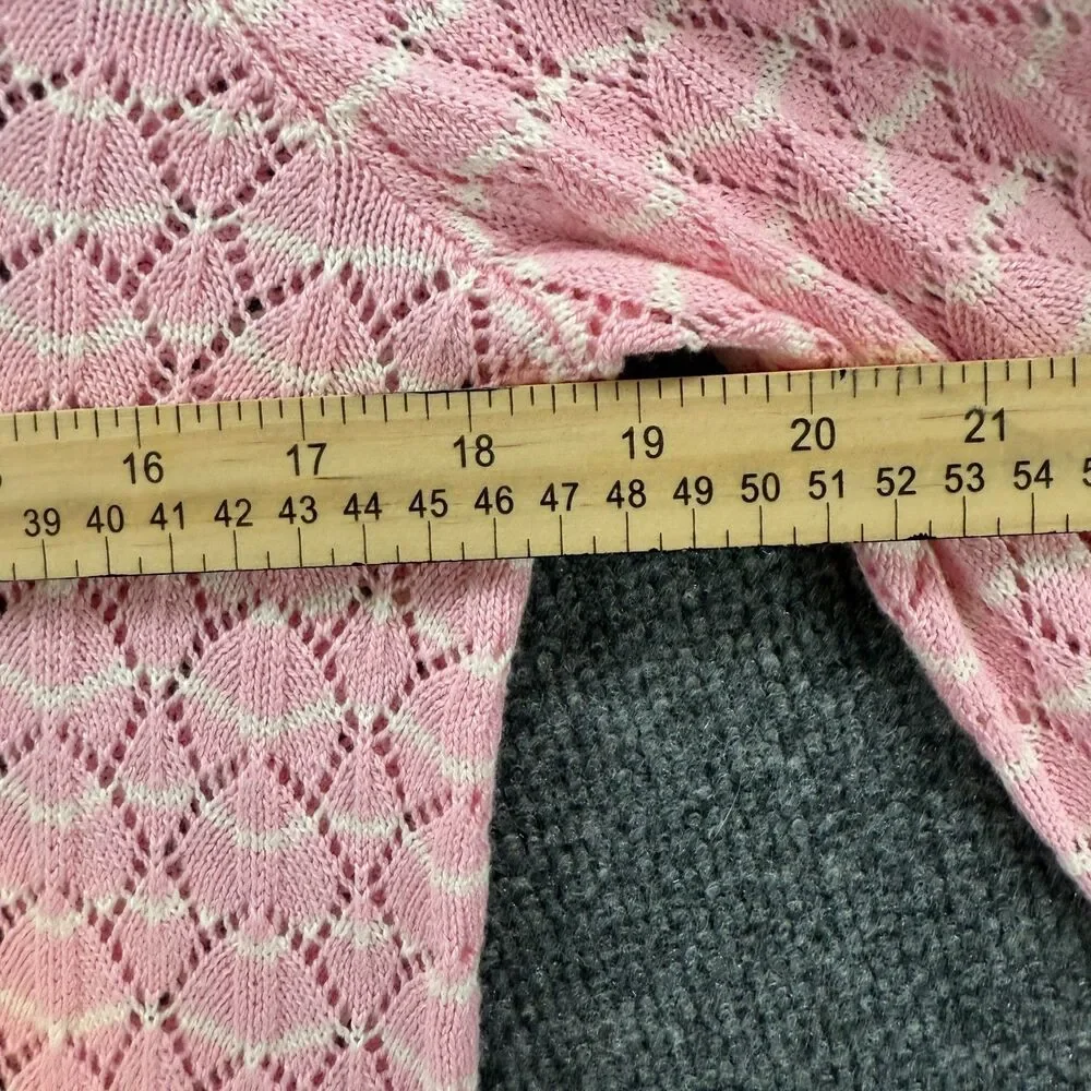 Lands End Sweater Womens S Pink Crew Neck Open Knit Soft Girl Casual Preppy Boho